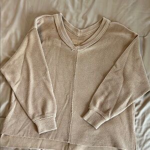 Cozy Tan V-Neck Sweater
